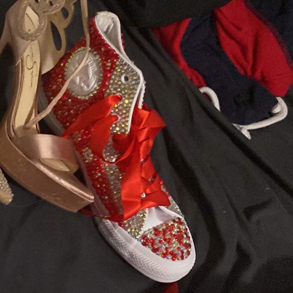 Red Hand Bedazzled Converse